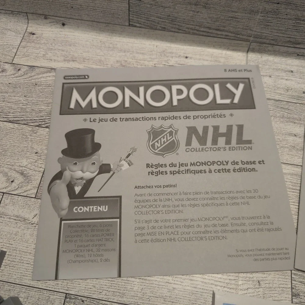 Monopoly NHL Replacement Pieces Money Title‎ Deeds Houses Hotels *NO TOKENS*